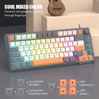 XUNSVFOX K81 Keyboard berkabel, tutup bola MDA tiga warna bercahaya, Keyboard komputer laptop Universal untuk game kantor