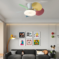 Ventilateur de plafond Macaron européen moderne de 32 pouces Lampe LED Télécommande Corps en fer à 6 vitesses Moteur 220V DC sans lame 5 pour usage domestique