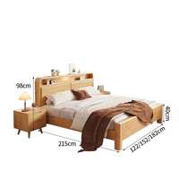 Lit mural réglable en bois massif de caoutchouc, style Mid-Century, tailles Queen et King, avec rangement, design modulaire écologique, gain de place