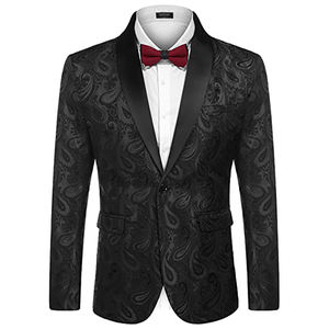 2022 Classic Design Herren Jacquard Blumen Smoking Jacke Paisley Schal Revers Anzug Blazer Jacke für Abendessen Prom Hochzeit - Product Image 1