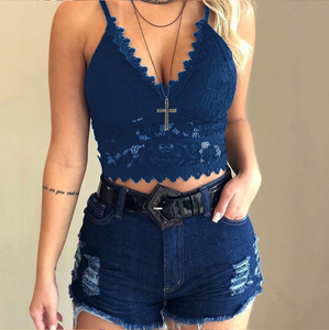 Nouvel été Sexy dentelle transparente haut à licou coupe <span class=keywords><strong>triangulaire</strong></span> soutien-gorge gilet sans armatures en acier blazer femme - Product Image 5