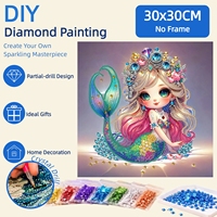 Kit de Peinture Diamant 5D Princesse Fantaisie 30x30cm, Strass Partiel, Dessin Animé Mignon, Art Diamant DIY, Décoration Maison, Cadeau Enfant