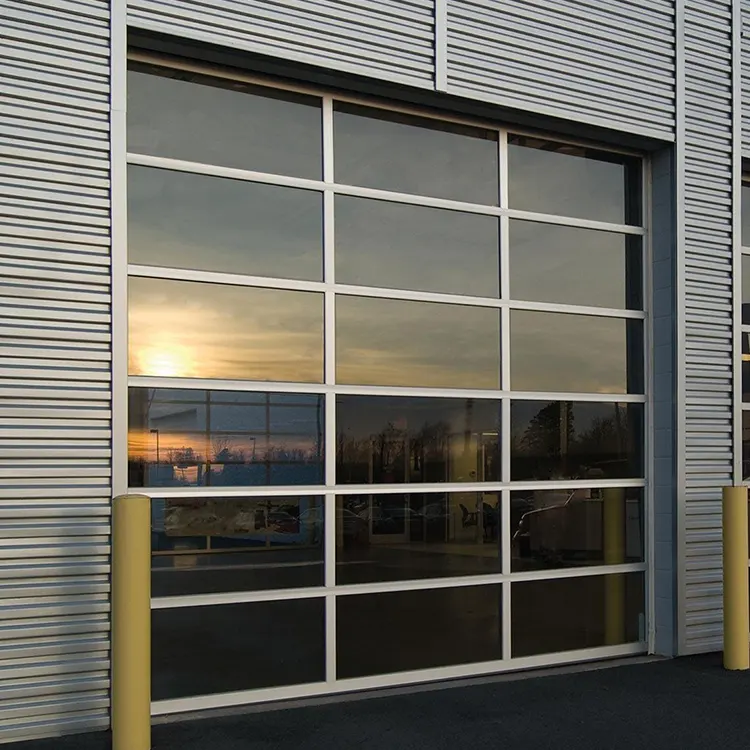 Prezzo a buon mercato in alluminio sezione specchio di vetro porta del garage di vetro di alluminio porta del garage per la vendita