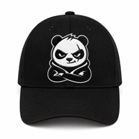 Gorra de Béisbol Minimalista con Bordado de Cresta de Panda, de Algodón Estructurado, Visera Curva, Ajustable con Cierre a Presión, para Moda Urbana y Venta Minorista