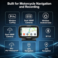Nuevo Sistema de Navegación Linux con Pantalla Táctil de 5'' para Motocicleta, CarPlay, Android Auto, Mirror Link, Conexión USB y Mapas Mundiales