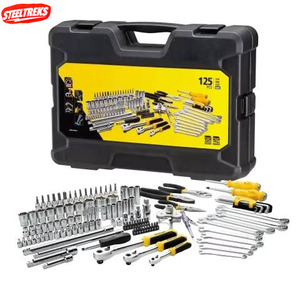 Kit d'outils de mécanicien 125 pièces, ensemble de réparation multifonctionnel pour machines, boîte à clés à douilles, équipement professionnel pour l'automobile - Product Image 1