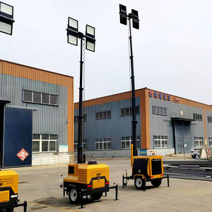 เสาไฟเคลื่อนที่กำลังสูง 7 เมตร พร้อมเครื่องกำเนิดไฟฟ้าดีเซล 4x400W LED ติดตั้งบนรถพ่วง สำหรับโครงการอุตสาหกรรม - Product Image 1