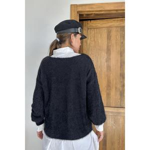 Suéter Casual de Punto para Mujer, Color Negro, Manga Larga, Mezcla de Lana Anti-Pilling - Product Image 1