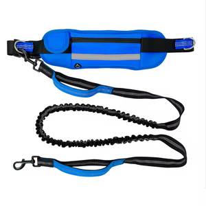 <b>Dog</b> Hands Free <b>Leash</b> with Zipper Pouch <b>Dogs</b> Running <b>Leash</b> with Dual Handle and Reflective Stitches Waist Bag for Jogging Walking - Product Image 1