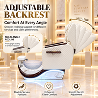 Fauteuil de pédicure électrique, fauteuil de spa pour les pieds, fauteuil de massage pour salon de manucure avec dossier inclinable, bain de pieds à remous et lumière LED