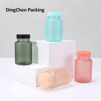 Flacons de luxe pour vitamines 120 ml en PET dépoli coloré, contenants vides pour pilules et gélules avec bouchon à vis, emballage pour bonbons