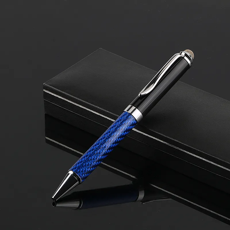 La penna multicolore più popolare in fibra di carbonio Baton 4 in un Set di penne con scatola di carta a sfera in metallo