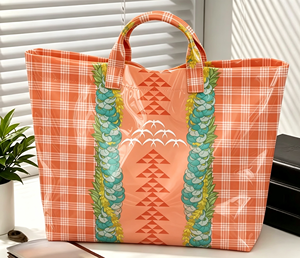 Maßgefertigte Großhandels-Paraca Hawaiianische Seabird PVC-Tragetasche Wasserdicht mit Kranz-Llei-Muster Bedruckt Große Kapazität Strand-Einkaufstasche - Product Image 5