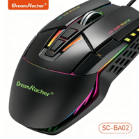 Souris de jeu professionnelle Dream Kacher Macro, filaire, USB, rétroéclairée par LED, capteur optique 4800 DPI, 7 boutons, ergonomique pour droitiers/gauchers