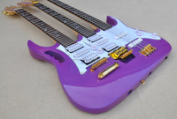 Flyoung Harga Terjangkau Gitar Elektrik Ungu 3 Leher 4+6+6 Senar Hardware Emas