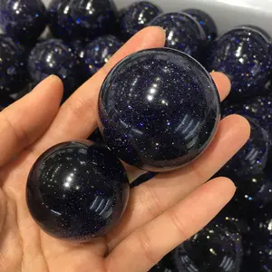 批发天然抛光石英球体蓝色砂岩球体水晶球出售