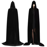 Capa con Capucha de Diablo Unisex, Disfraz de Cosplay para Fiesta de Halloween, Vestidos Negros de Poliéster