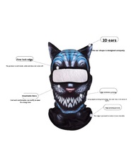 Masque de ski pour chat, cagoule intégrale avec oreilles, motif animal 3D mignon et amusant pour les activités de plein air et les fêtes, G25-923