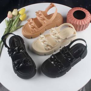 Heli Shark femmes été nouvelle plate-forme <span class=keywords><strong>sandales</strong></span> mode chaîne sangle décontracté semelle épaisse extérieur Velcro couleur unie <span class=keywords><strong>sandales</strong></span> de plage - Product Image 3