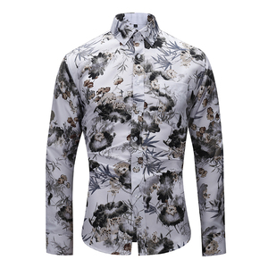 Camicie stampate a maniche lunghe da uomo nuove camicie floreali di moda Slim Custom Plus Size abiti da uomo Chemise - Product Image 3
