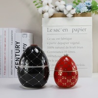Pot de bougie ovale en forme d'oeuf en porcelaine vide unique personnalisé noir rouge Synwish pour la décoration de la maison