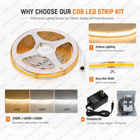 Kit de Bande LED COB Monocouleur Intérieur RF Dimmable à Lumière Linéaire Lisse, Blanc Chaud, Naturel, Froid, 5M 12V 24V, pour Usine