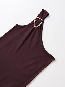 MYST & ZA vêtements pour femmes 2025 été nouvelle mode Sexy métal accessoires mauvais tricoté mince robe Midi 2756025 - Product Image 3