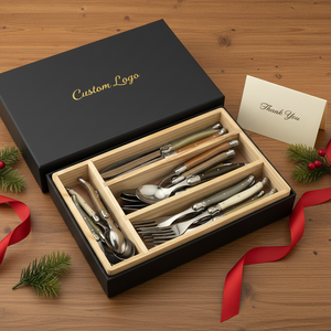 Ensemble de couverts de style européen avec logo personnalisé, acier inoxydable, 24 pièces, ensemble de couteaux <span class=keywords><strong>Laguiole</strong></span>, fourchettes, cuillères pour cadeaux de mariage, restaurant - Product Image 3