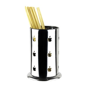 Stainless Steel Chopstick Holder Round Kitchen Organizer With Apple Design For Dry And Wet Use - Product Image 2