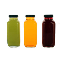 Bouteille en Verre Vide Carrée 500 ml 16 oz pour Boissons Kombucha Smoothie Jus Pressé à Froid avec Couvercle