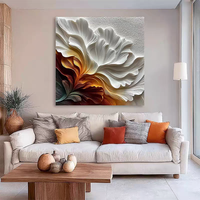 Tableau mural texturé 3D abstrait neutre moderne, grande peinture géométrique beige et marron, style Art Déco pour couloir
