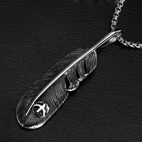 Colliers ras du cou et chaînes pour hommes en acier inoxydable 316L, pendentifs plumes tendance, bijoux de mode, les plus vendus
