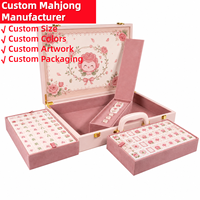 Mahjong de luxe avec 160 tuiles gravées, ensemble d'apprentissage de Mahjong en acrylique sur mesure, Mahjong rose esthétique, cadeau pour soirée de jeu pour filles