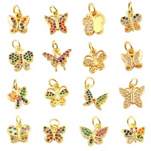 Dijes de circonita coloridos con forma de estrella de mar, chapados en oro, de la serie de animales marinos de moda, para accesorios de bricolaje de collares y pulseras, pequeños de 2 cm - Product Image 2