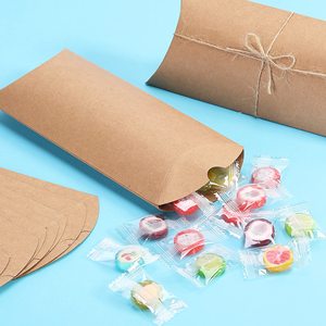 Kraft Pillow Boxes 6.3x3.4x1.3 in 25 <b>Pack</b> with Jute Twines <b>Paper</b> Gift Boxes for Candy Craft Wedding Party Favor Packaging - Product Image 2