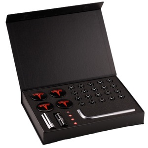 Kit d'écrous de roue Getitall Tesla 42 mm en alliage d'aluminium noir pour le remplacement et la réparation des modèles 3 et Y - Product Image 1