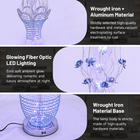 Lampu Lantai Vas Bunga Biru Modern Besi Tempa Aluminium LED Lampu Berdiri Dalam Ruangan Dapat Diredupkan 2 Tahun