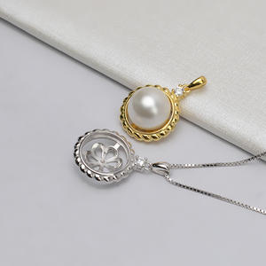S925 Silver DIY Female Necklace Semi-Finished Jewelry Accessory with Base Concealer <b>Head</b>-<b>Covering</b> Pendant and Pearl Pendant - Product Image 2