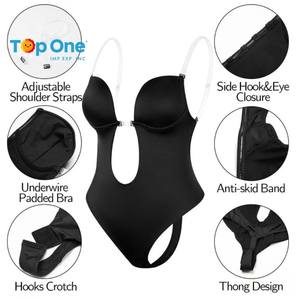 Top One grande taille femmes nu string coupe ouverte dos nu soutien-gorge Bustier rembourré sans manches body Lingerie - Product Image 3