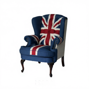 Sillón de tela al por mayor con respaldo de alas y botones, sillón de ocio <span class=keywords><strong>para</strong></span> el hogar con respaldo alto y brazos con la bandera de Inglaterra <span class=keywords><strong>para</strong></span> hotel - Product Image 6
