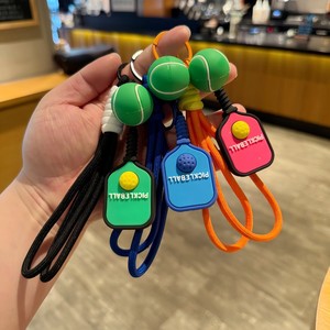 Llavero de Pickleball, Colgante de Silicona con Forma de Pala y Pelota de Fútbol/Voleibol/Tenis, Accesorio Moderno para Mochila/Llavero de Coche - Product Image 3