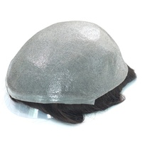 Toupet de cheveux humains indiens en stock avec base en peau poly mince 6 "longueur 28mm vague 100% densité