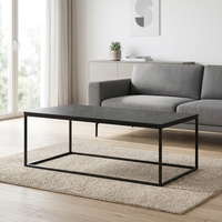 Table basse moderne et durable avec plateau en MFC et structure en métal, idéale pour le salon et le bureau à domicile
