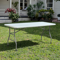 Table Rectangulaire Pliante en Plastique Blanc Portable HDPE 6 Pieds, Commerciale, pour Fêtes en Plein Air, Camping, Événements, Location, Traiteur
