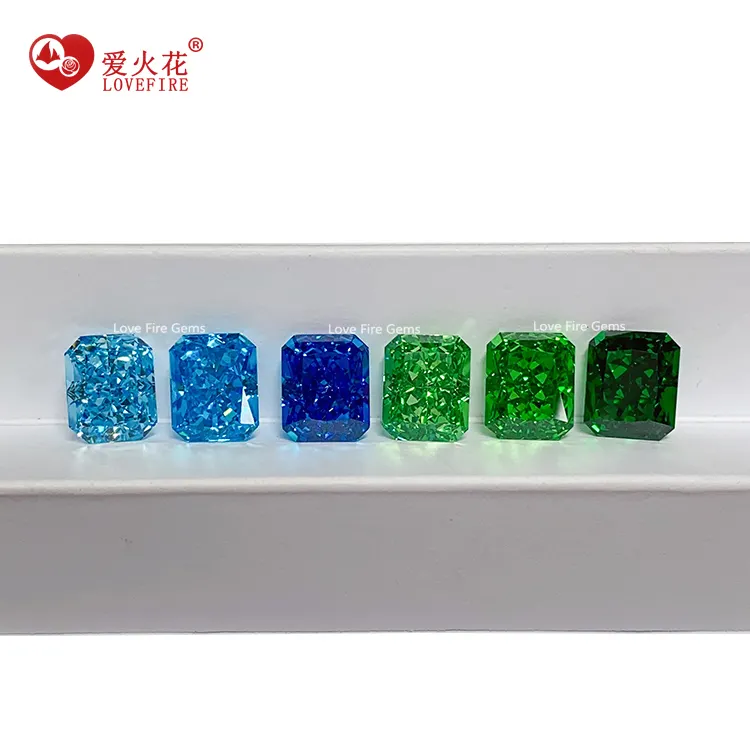 Tutte le taglie colore blu verde cotagono sintetico cz zircone pietra prezzo 5A + ghiaccio tritato taglio cubic zirconia sciolto cz