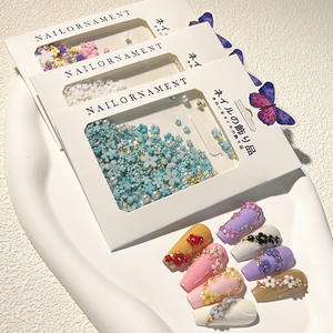 热销彩色树脂五瓣美甲饰品3D小花指甲珍珠钢球指甲装饰配件 - Product Image 2