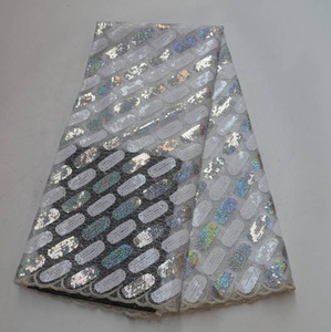 AG6825 dentelle Française tissu en cristal blanc <span class=keywords><strong>broderie</strong></span> designs africain paillettes tulle dentelle tissus 5 yards - Product Image 3