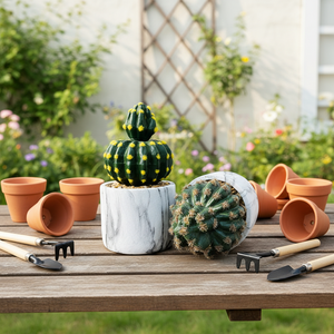 <span class=keywords><strong>Cactus</strong></span> Artificial en Maceta Duofu, 23 cm de Alto, Maceta de Mármol, Doble <span class=keywords><strong>Cactus</strong></span>, Textura Avanzada, Duradero, para Interiores, Navidad, Acción de Gracias, Bodas - Product Image 1