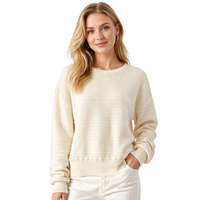 Pull-over en cachemire 100% pour femme, col rond, de haute qualité, personnalisé, uni, décontracté, luxueux, hiver, ivoire, tricoté à la machine, OEM ODM