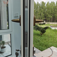 Puerta Francesa Abatible de Madera Sólida Premium Personalizable con Aislamiento Térmico y Rejillas Decorativas para Uso en Exteriores